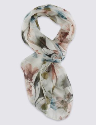 Pure Silk Floral Scarf